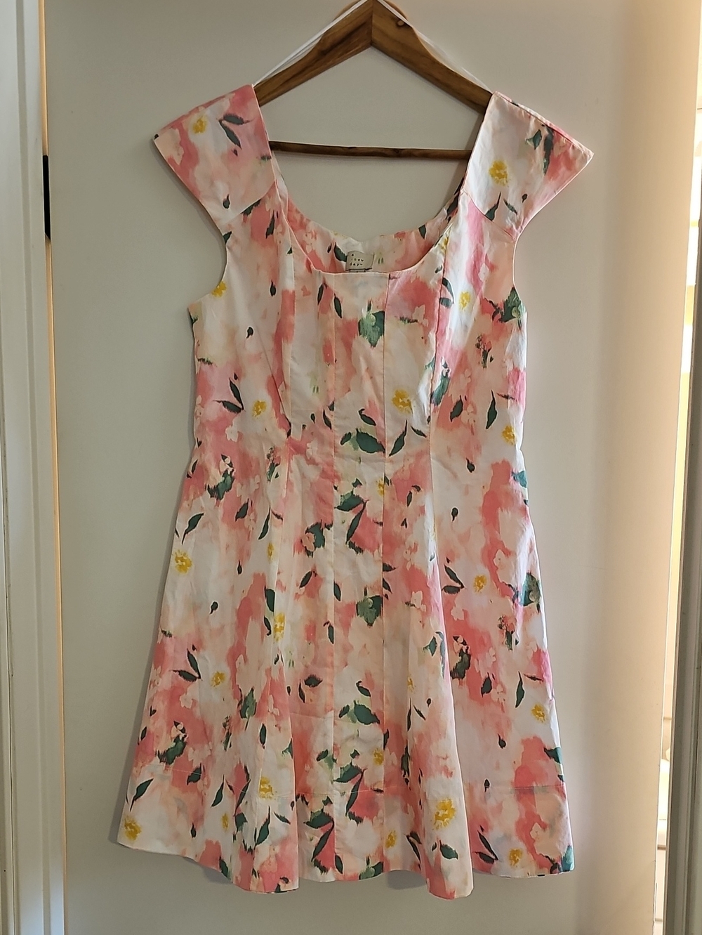 A New Day Pink Floral Cap-Sleeve Fit & Flare Summer Dress